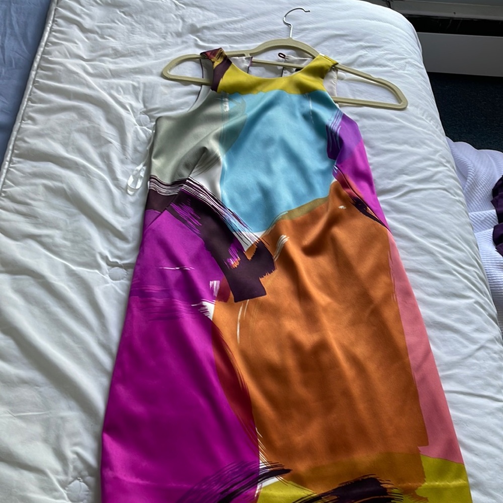 Silk multi colored dress . Ann Taylor size 0